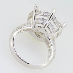 Sterling Silver Semi Mount Ring Setting Hexagon Hex 15x15 Round RD 15x15mm Halo - Syzjewelry