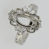 Sterling Silver Semi Mount Ring Setting Marquise MQ 12x6mm Fleur Di Lis - Syzjewelry