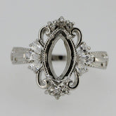 Sterling Silver Semi Mount Ring Setting Marquise MQ 14x7mm Fleur Di Lis - Syzjewelry