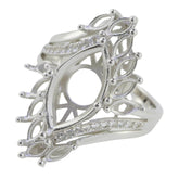 Sterling Silver Semi Mount Ring Setting Marquise MQ 16x8 5x2.5mm Moissanite - Syzjewelry