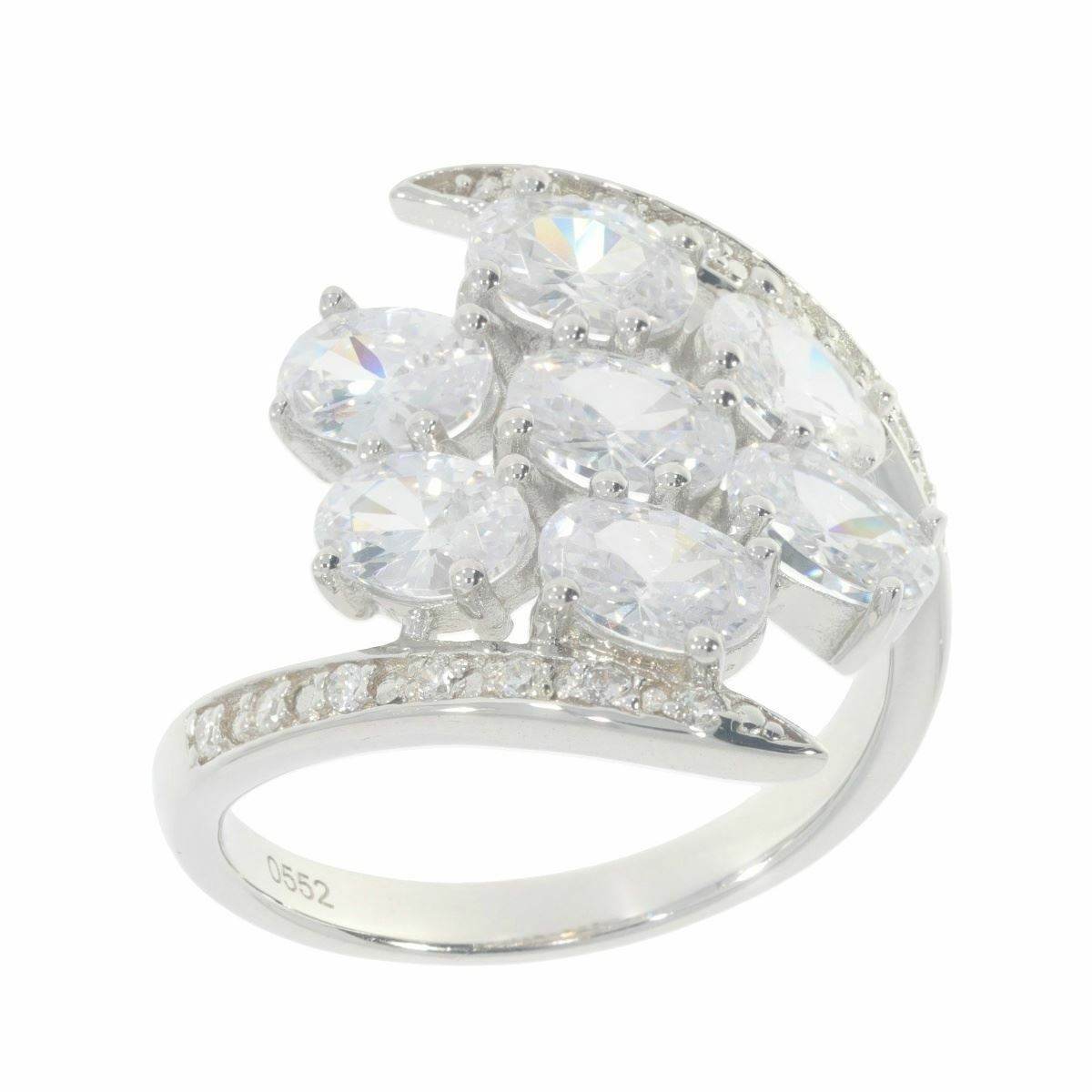 Sterling Silver Semi Mount Ring Setting OV 6X4mm Cluster Ring Bypass - Syzjewelry