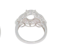 Sterling Silver Semi Mount Ring Setting OV 9x7mm Halo 2764 - Syzjewelry