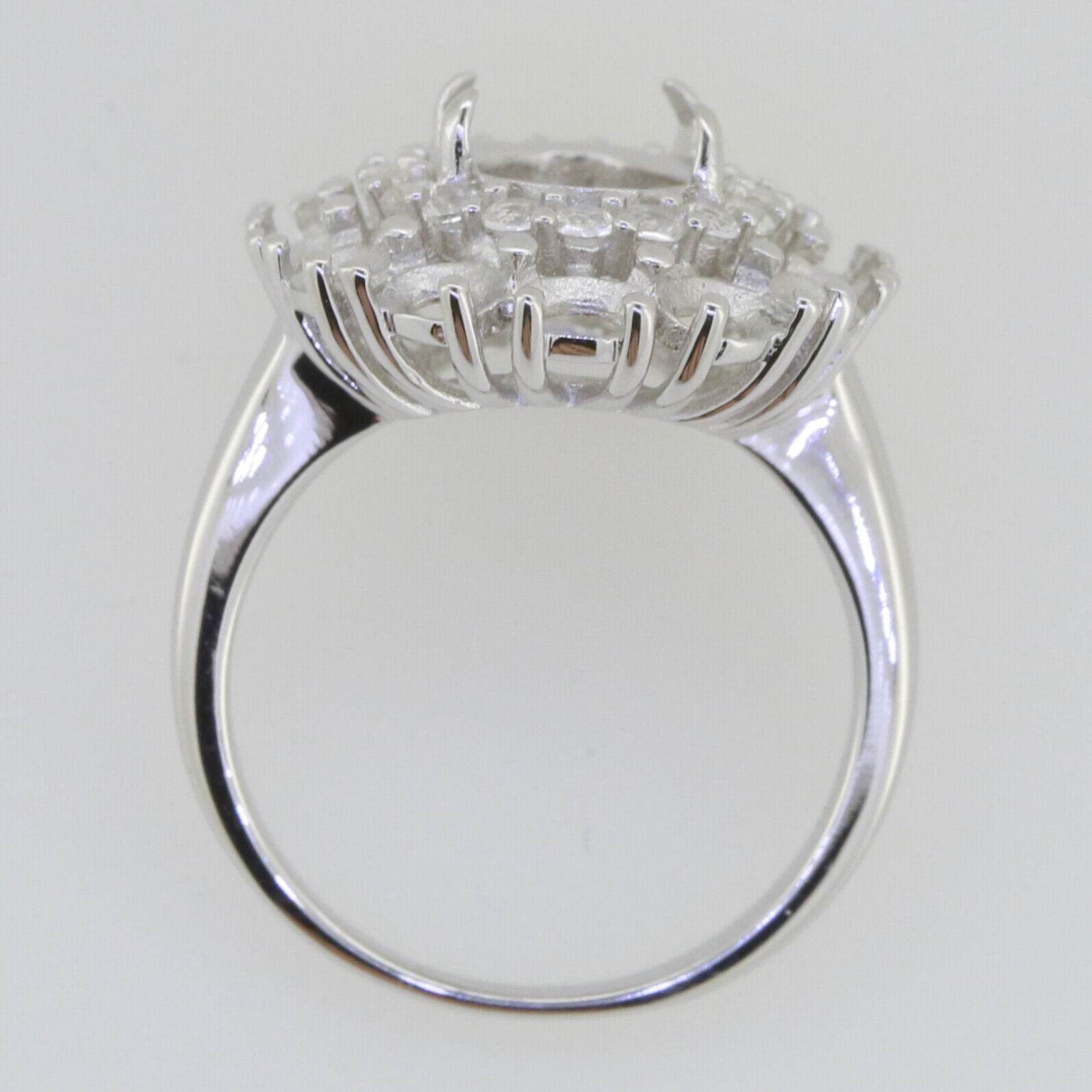 Sterling Silver Semi Mount Ring Setting Oval OV 10x8mm Halo OV 4x3mm W - Syzjewelry