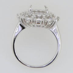 Sterling Silver Semi Mount Ring Setting Oval OV 10x8mm Halo OV 4x3mm W - Syzjewelry