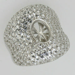 Sterling Silver Semi Mount Ring Setting Oval OV 10x8mm White Topaz Dome Ring 7 - Syzjewelry