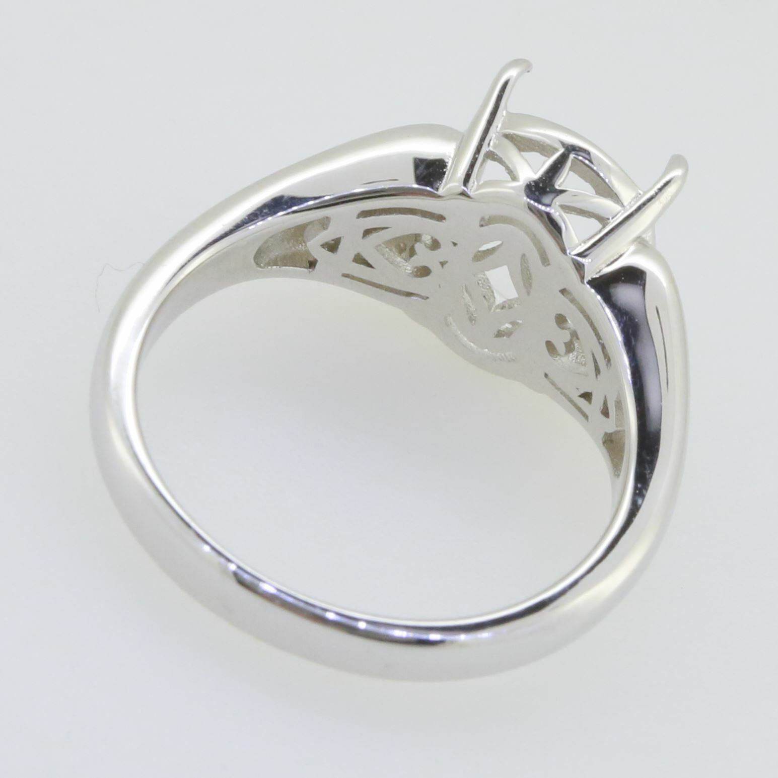 Sterling Silver Semi Mount Ring Setting Oval OV 11X9mm Moissanite - Syzjewelry