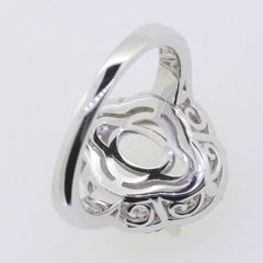 Sterling Silver Semi Mount Ring Setting Oval OV 12x10mm Double Halo R056 Top - Syzjewelry