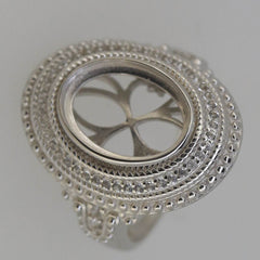 Sterling Silver Semi Mount Ring Setting Oval OV 14x10mm Cabochon - Syzjewelry