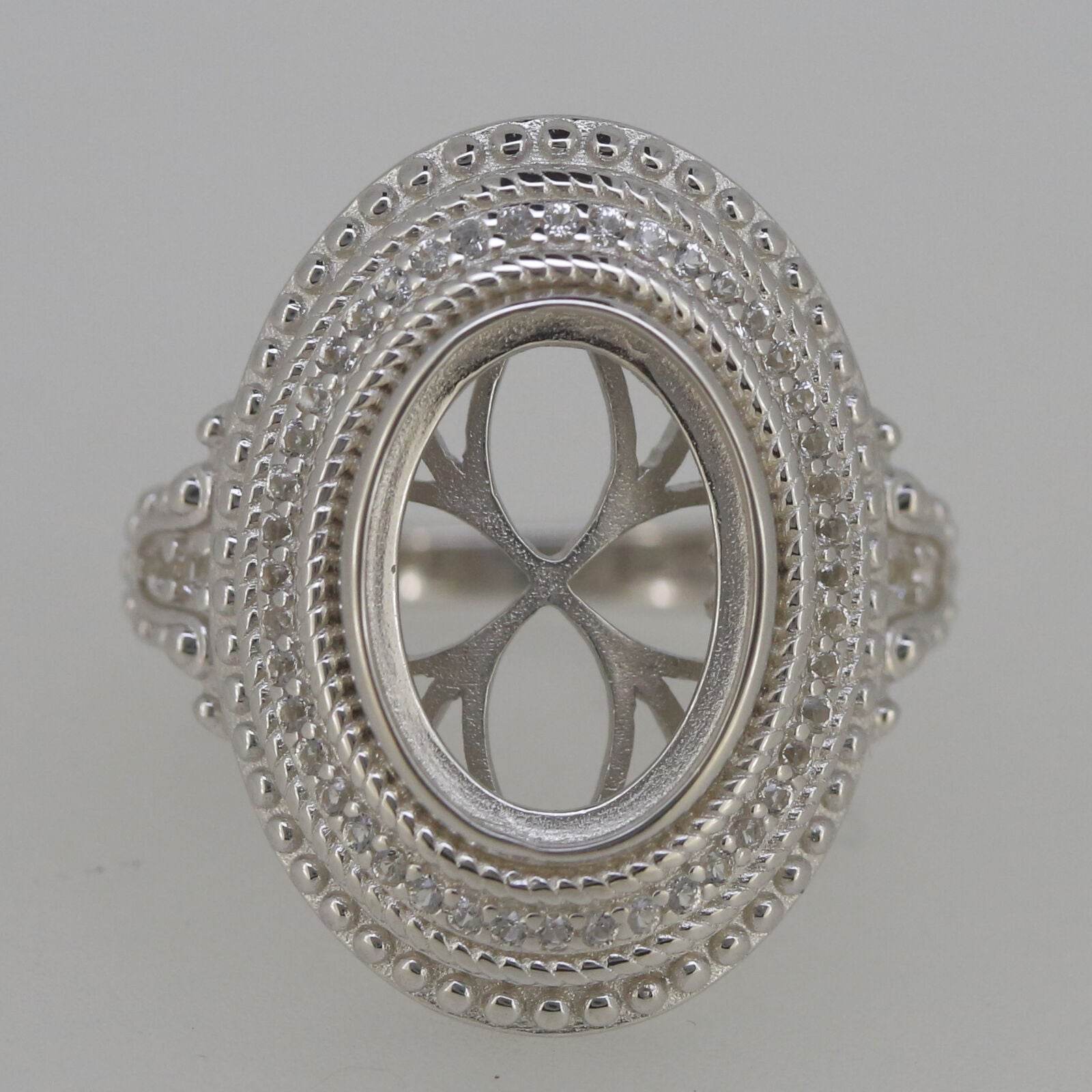 Sterling Silver Semi Mount Ring Setting Oval OV 14x10mm Cabochon - Syzjewelry