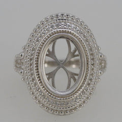 Sterling Silver Semi Mount Ring Setting Oval OV 14x10mm Cabochon - Syzjewelry