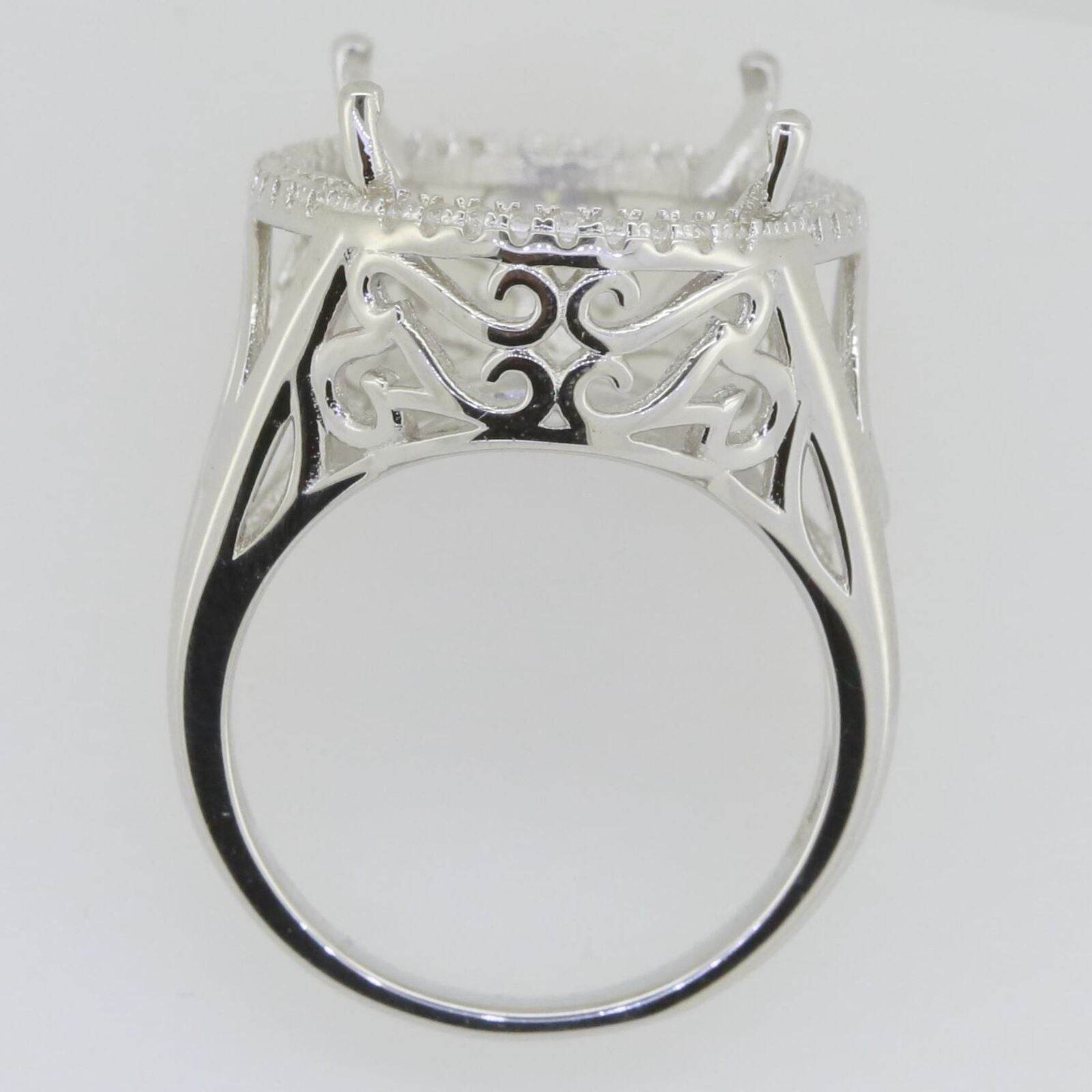 Sterling Silver Semi Mount Ring Setting Oval OV 18.4x15.88x10.5mm - Syzjewelry