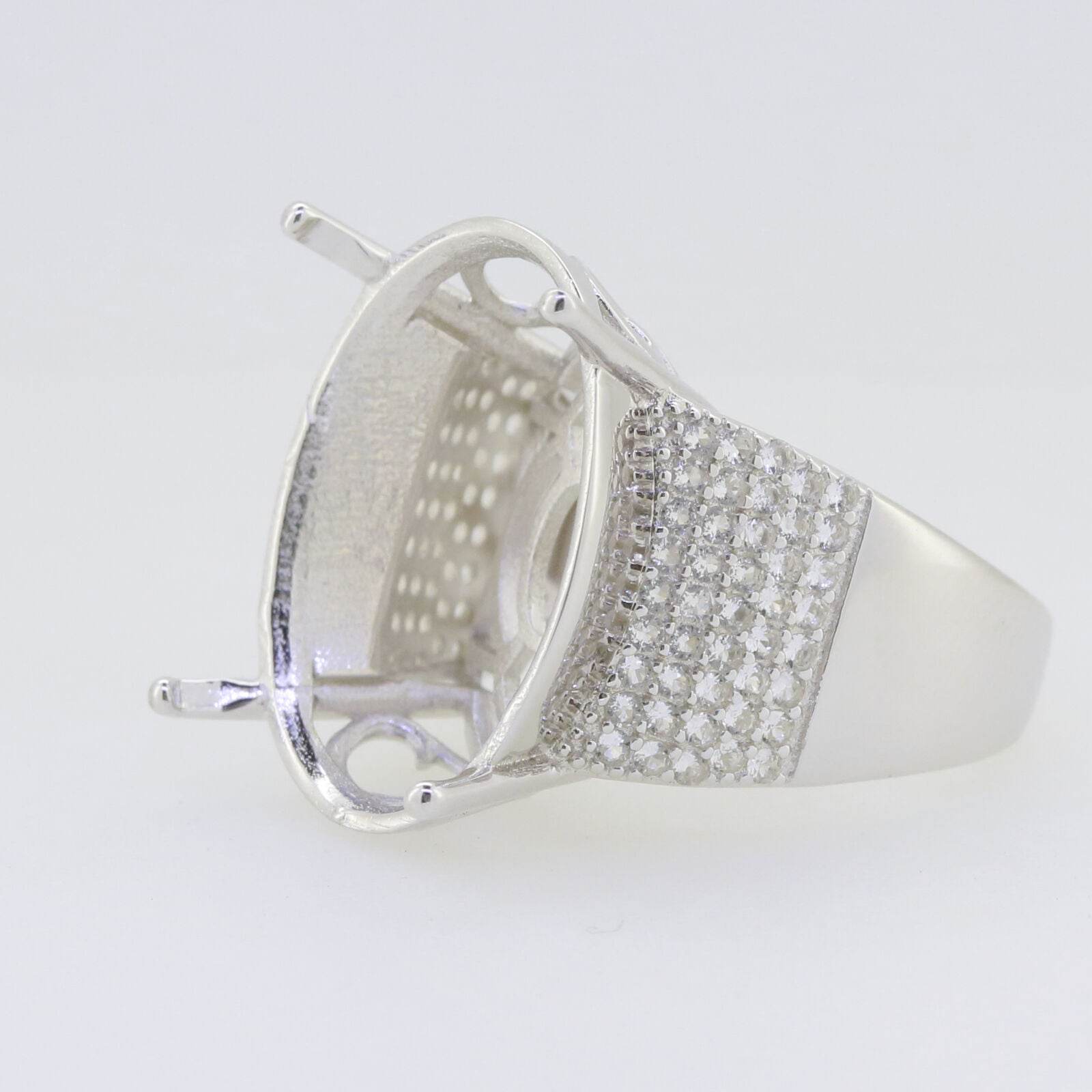 Sterling Silver Semi Mount Ring Setting Oval OV 23X18mm White Topaz PJC15287 - Syzjewelry