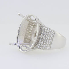 Sterling Silver Semi Mount Ring Setting Oval OV 23X18mm White Topaz PJC15287 - Syzjewelry