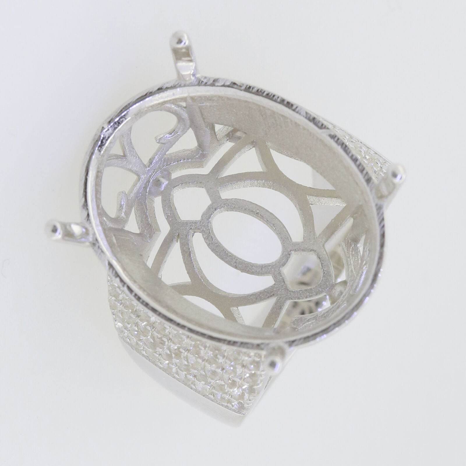 Sterling Silver Semi Mount Ring Setting Oval OV 23X18mm White Topaz PJC15287 - Syzjewelry