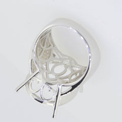 Sterling Silver Semi Mount Ring Setting Oval OV 23X18mm White Topaz PJC15287 - Syzjewelry