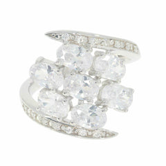 Sterling Silver Semi Mount Ring Setting OV 6X4mm Cluster Ring Bypass - Syzjewelry