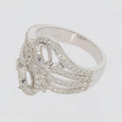 Sterling Silver Semi Mount Ring Setting Oval OV 6X4mm Twin Stone - Syzjewelry