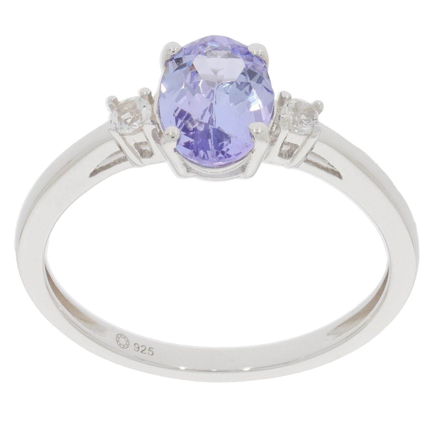 Sterling Silver Semi Mount Ring Setting Oval OV 8X6mm RD 2x2mm 3 Stones - Syzjewelry