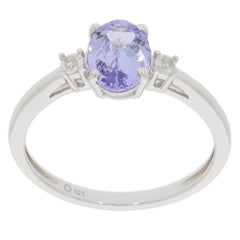 Sterling Silver Semi Mount Ring Setting Oval OV 8X6mm RD 2x2mm 3 Stones - Syzjewelry