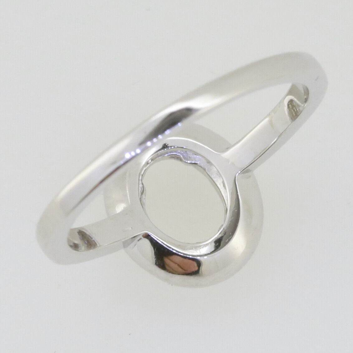 Sterling Silver Semi Mount Ring Setting Oval OV 8x6mm Halo White Topaz Solid - Syzjewelry