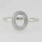 Sterling Silver Semi Mount Ring Setting Oval OV 8x6mm Halo White Topaz Solid - Syzjewelry