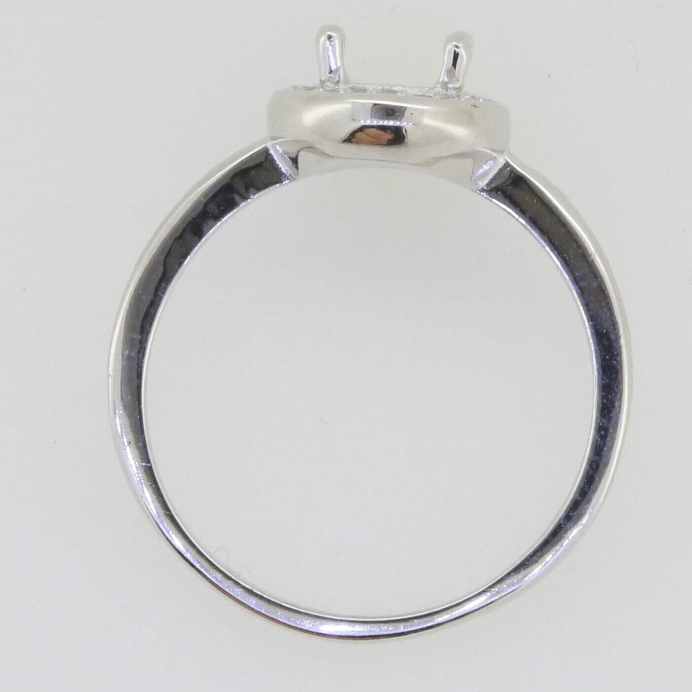 Sterling Silver Semi Mount Ring Setting Oval OV 8x6mm Halo White Topaz Solid - Syzjewelry