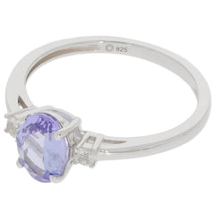 Sterling Silver Semi Mount Ring Setting Oval OV 8X6mm RD 2x2mm 3 Stones - Syzjewelry