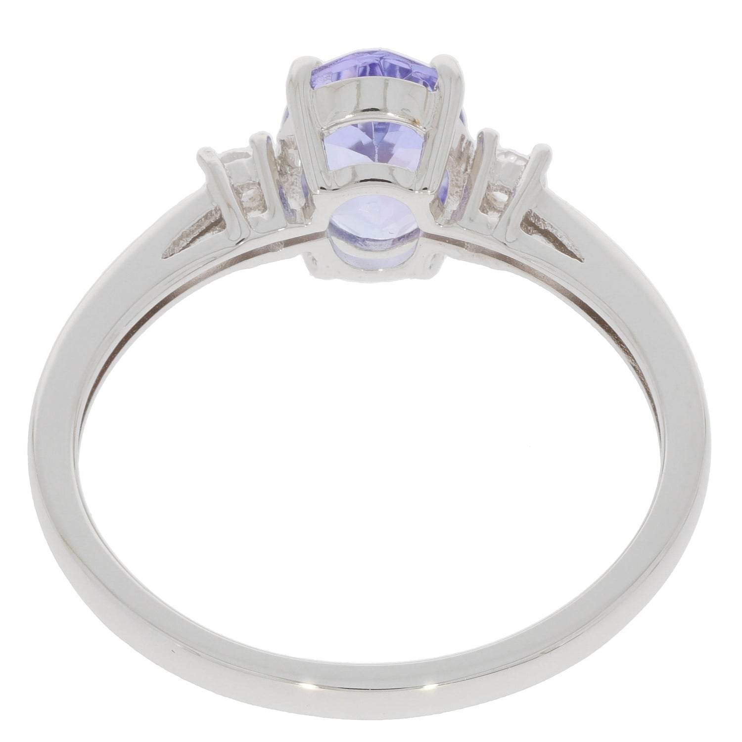 Sterling Silver Semi Mount Ring Setting Oval OV 8X6mm RD 2x2mm 3 Stones - Syzjewelry