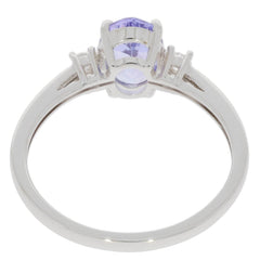 Sterling Silver Semi Mount Ring Setting Oval OV 8X6mm RD 2x2mm 3 Stones - Syzjewelry