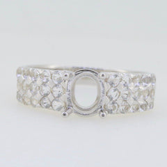 Sterling Silver Semi Mount Ring Setting Oval OV 8X6mm accent White Top - Syzjewelry