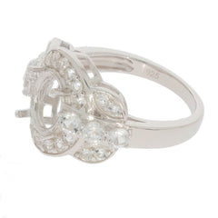 Sterling Silver Semi Mount Ring Setting OV 9x7mm Halo 2764 - Syzjewelry