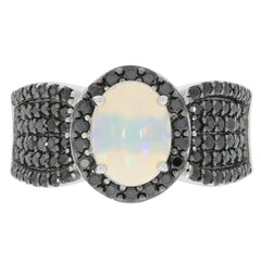 Sterling Silver Semi Mount Ring Setting OV 9x7mm Halo Cabochon White T Solid - Syzjewelry