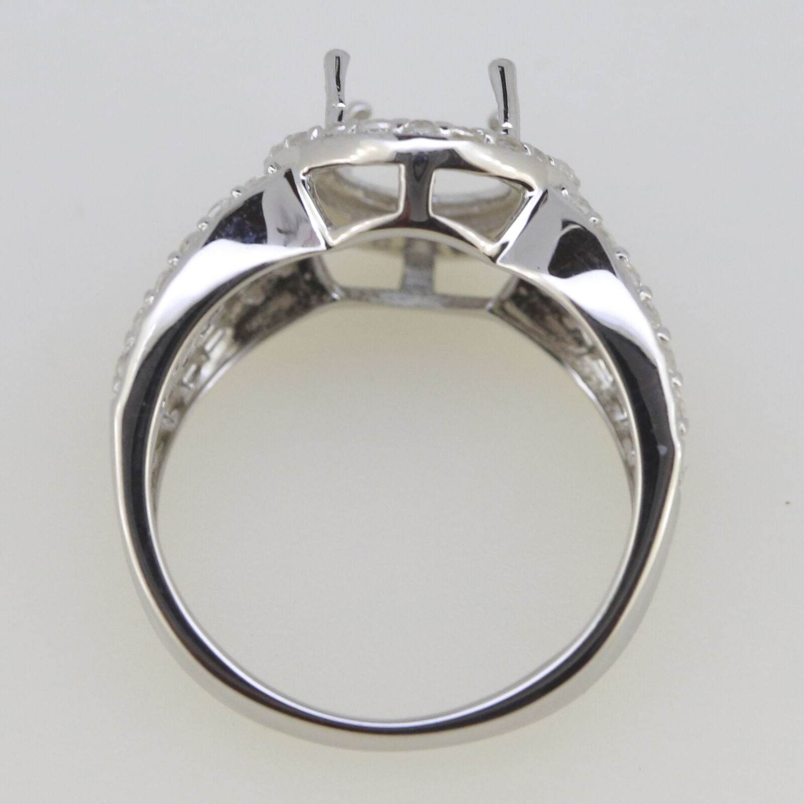 Sterling Silver Semi Mount Ring Setting OV 9x7mm Halo Cabochon White T Solid - Syzjewelry