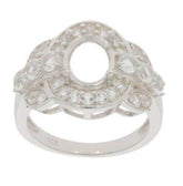 Sterling Silver Semi Mount Ring Setting OV 9x7mm Halo 2764 - Syzjewelry