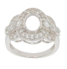 Sterling Silver Semi Mount Ring Setting OV 9x7mm Halo 2764 - Syzjewelry