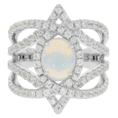 Sterling Silver Semi Mount Ring Setting Oval OV9x7mm Cab Split Shank Topaz - Syzjewelry