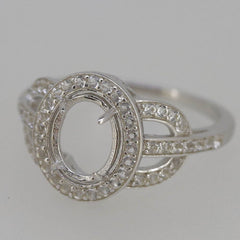 Sterling Silver Semi Mount Ring Setting OV 9X7mm White Topaz White Top Solid - Syzjewelry