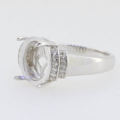 Sterling Silver Semi Mount Ring Setting Oval OV 12x10mm Cabochon Topaz - Syzjewelry