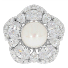 Sterling Silver Semi Mount Ring Setting RD10x10mm OV 6x4mm PE 4x3mm Halo Mounting for Pearl - Syzjewelry