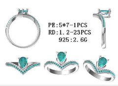 Sterling Silver Semi Mount Ring Setting Pear PE 7x5mm Princess Tiara Ring - Syzjewelry