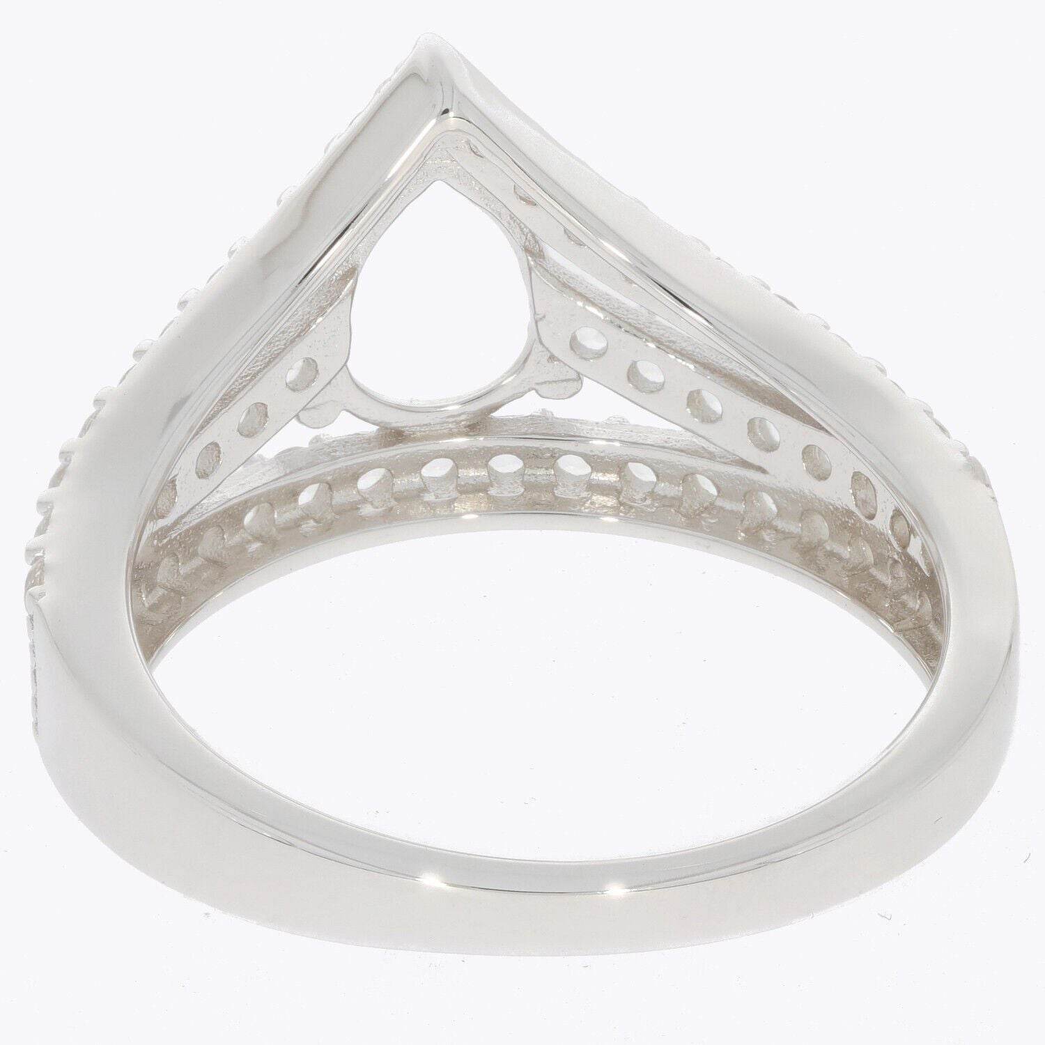 Sterling Silver Semi Mount Ring Setting Pear PE 8X6mm White Topaz D-PJC3054R - Syzjewelry