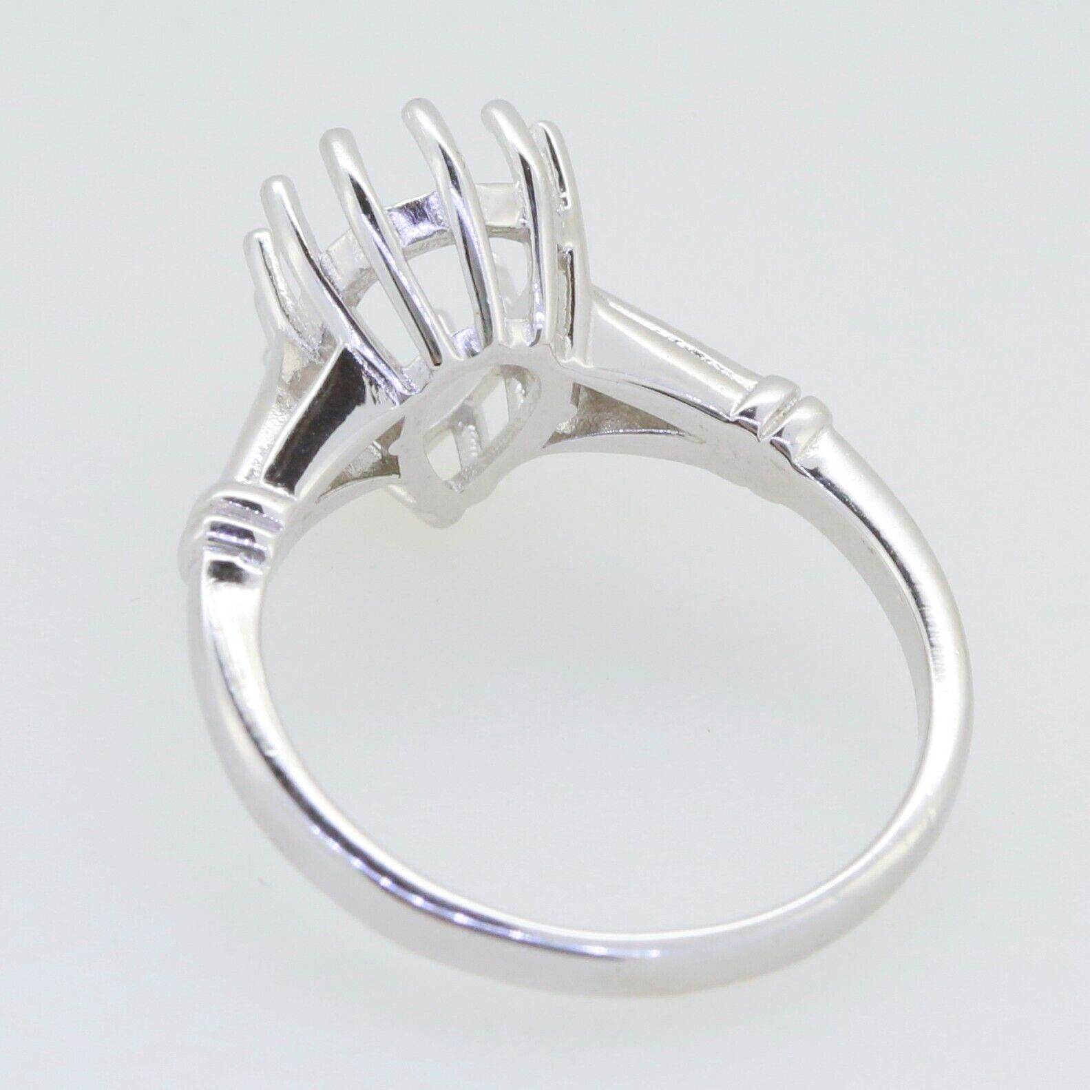 Sterling Silver Semi Mount Ring Setting Pear PE 12x8 mm Vintage Style - Syzjewelry