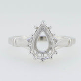 Sterling Silver Semi Mount Ring Setting Pear PE 12x8 mm Vintage Style - Syzjewelry