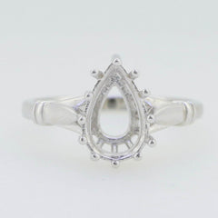 Sterling Silver Semi Mount Ring Setting Pear PE 12x8 mm Vintage Style - Syzjewelry