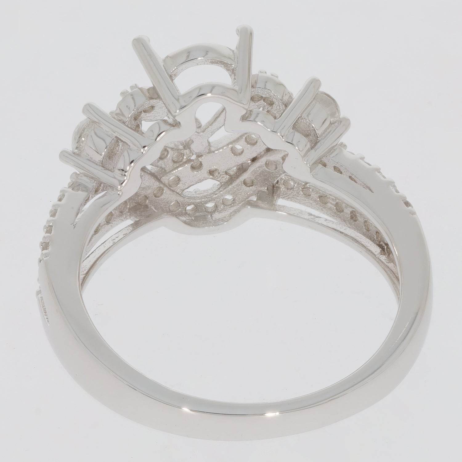 Sterling Silver Semi Mount Ring Setting Pear PE 7X5mm Princess Tiara Ring - Syzjewelry