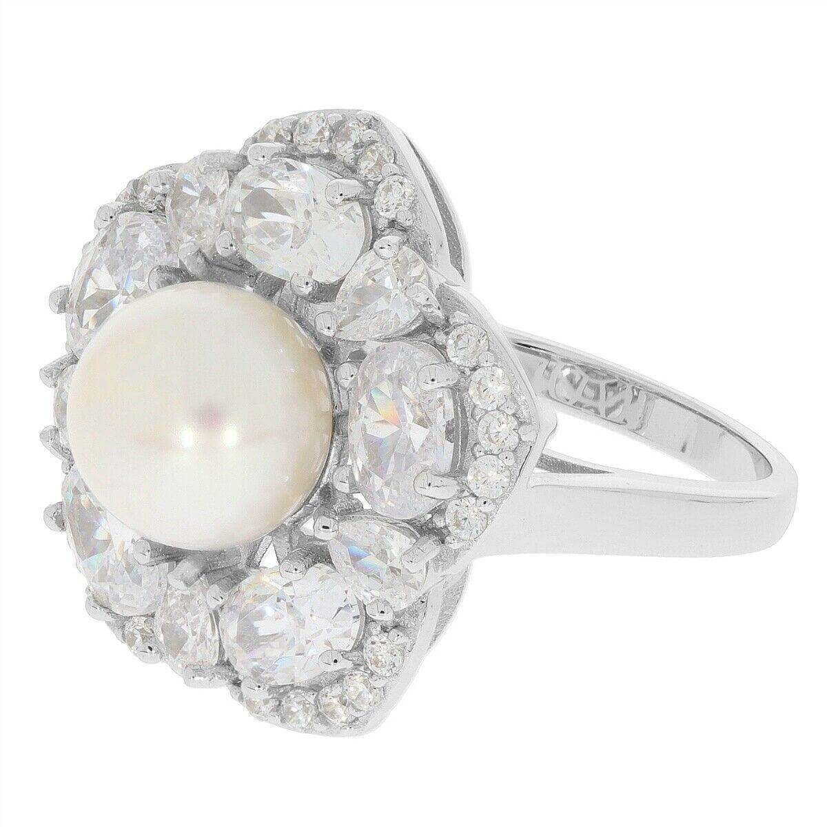 Sterling Silver Semi Mount Ring Setting RD10x10mm OV 6x4mm PE 4x3mm Halo Mounting for Pearl - Syzjewelry