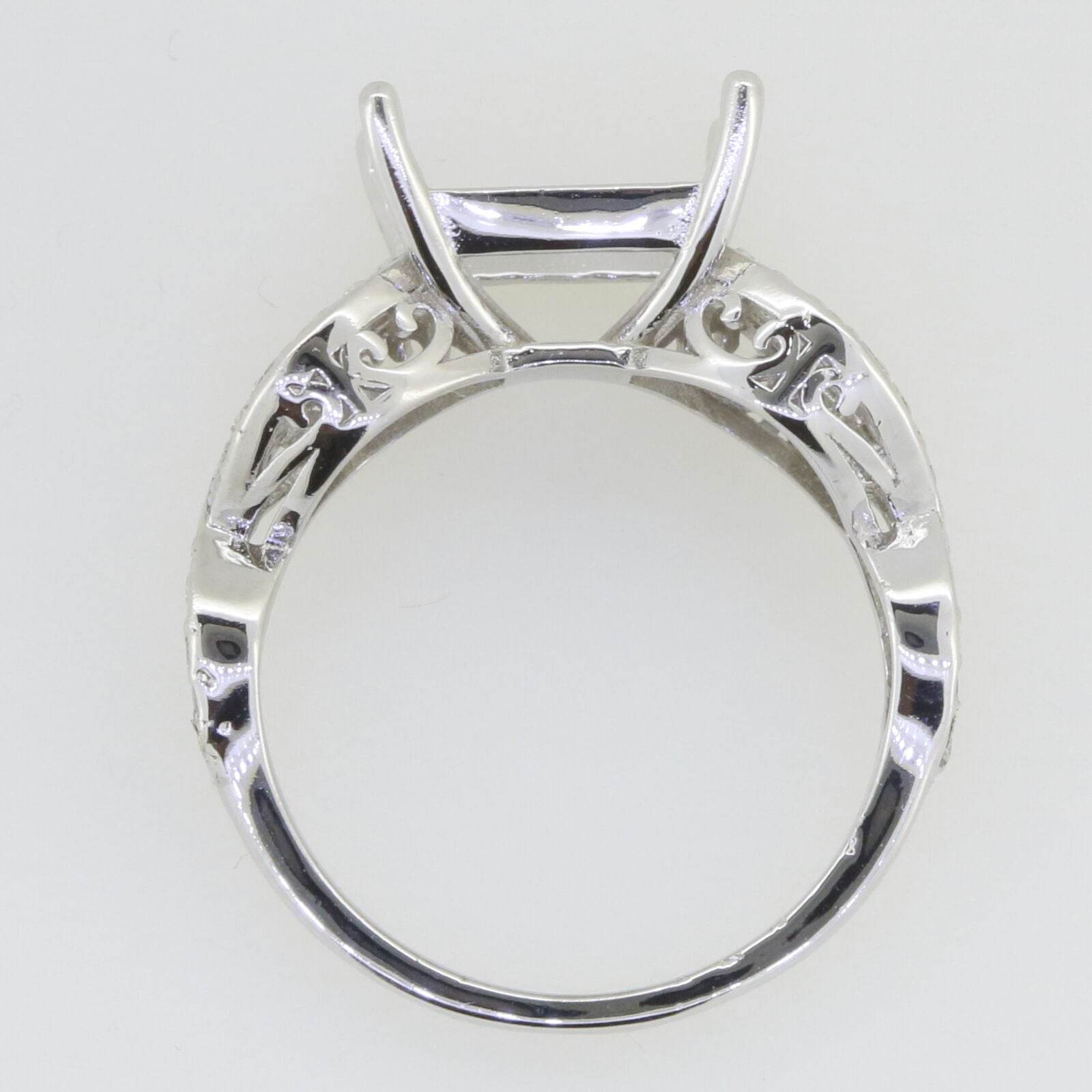 Sterling Silver Semi Mount Ring Setting Princess SQ 10x10mm Filigree Style R575 - Syzjewelry