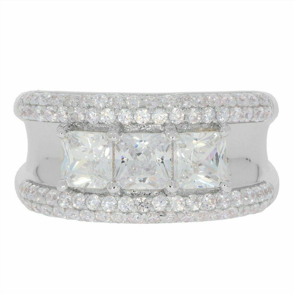 Sterling Silver Semi Mount Ring Setting Princess SQ 4.5x4.5 mm White Topaz - Syzjewelry