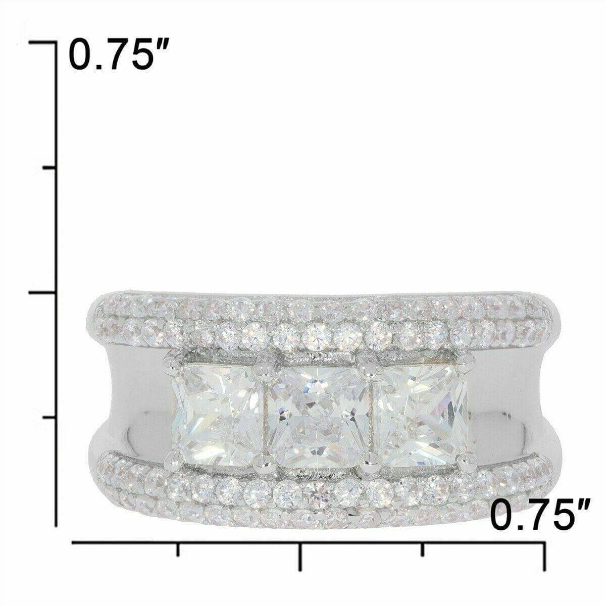 Sterling Silver Semi Mount Ring Setting Princess SQ 4.5x4.5 mm White Topaz - Syzjewelry
