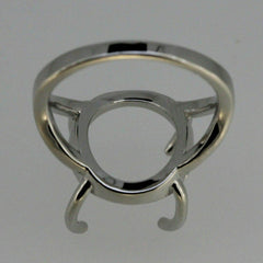 Sterling Silver Semi Mount Ring Setting Round RD 13x13mm Cabochon Long Prong - Syzjewelry